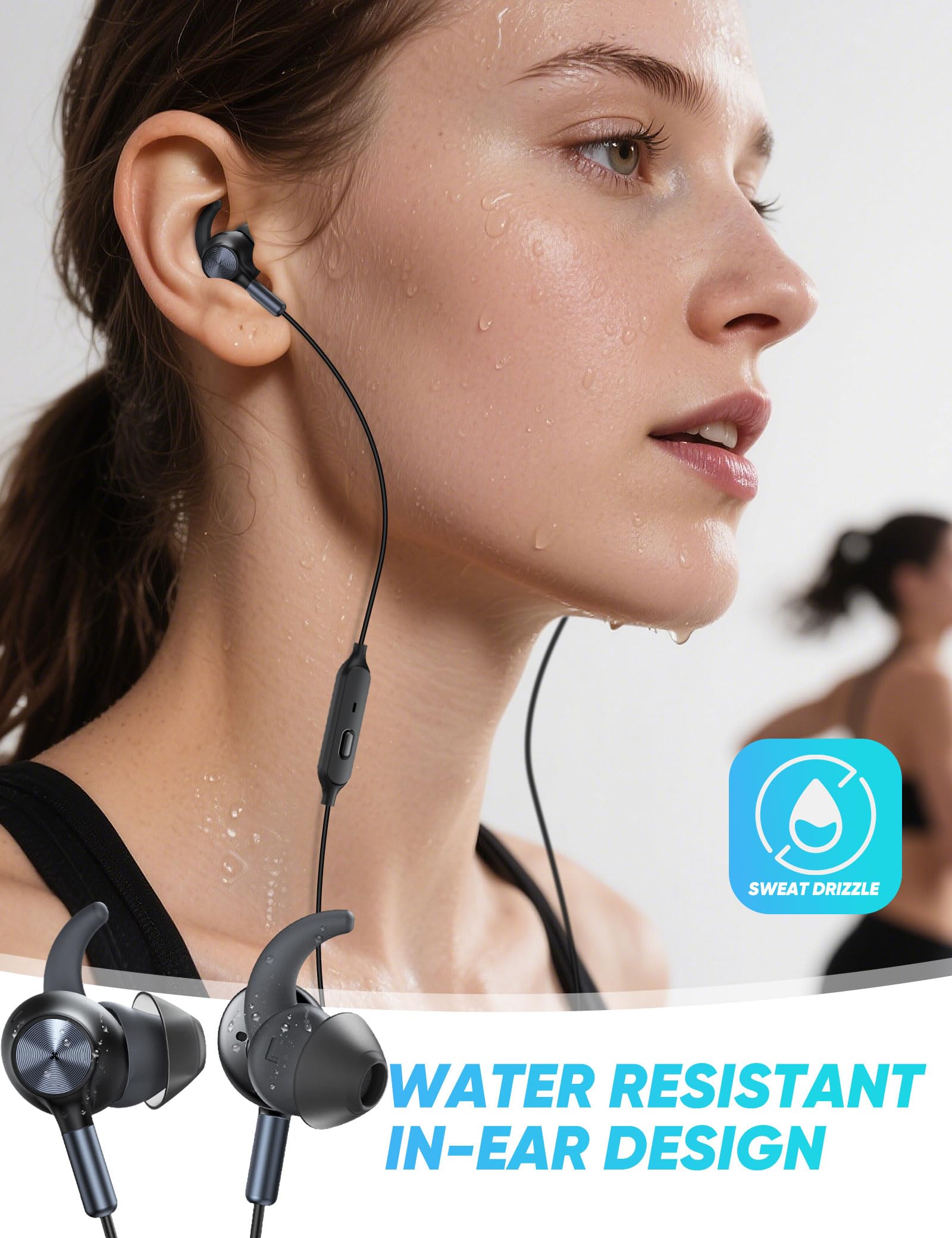 TOPAUX Przewodowe słuchawki douszne 3,5 mm z redukcją szumów z mikrofonem do Steam Deck Chromebook PC komputera 3,5 Jack, przewodowy zestaw słuchawkowy do gier Moto G 5G Stylus Play Power, Samsung A15