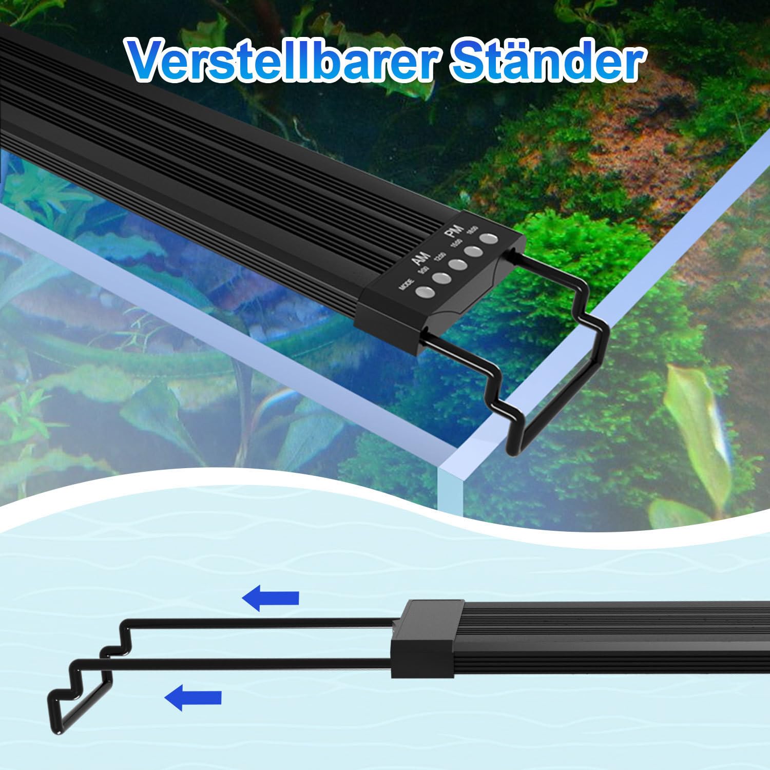 Illuminazione a LED per acquario, 10 livelli di luminosità, 18 W, 24/7, modalità di illuminazione per acquario, con timer regolabile, adatta per acquari d'acqua dolce di 55-80 cm