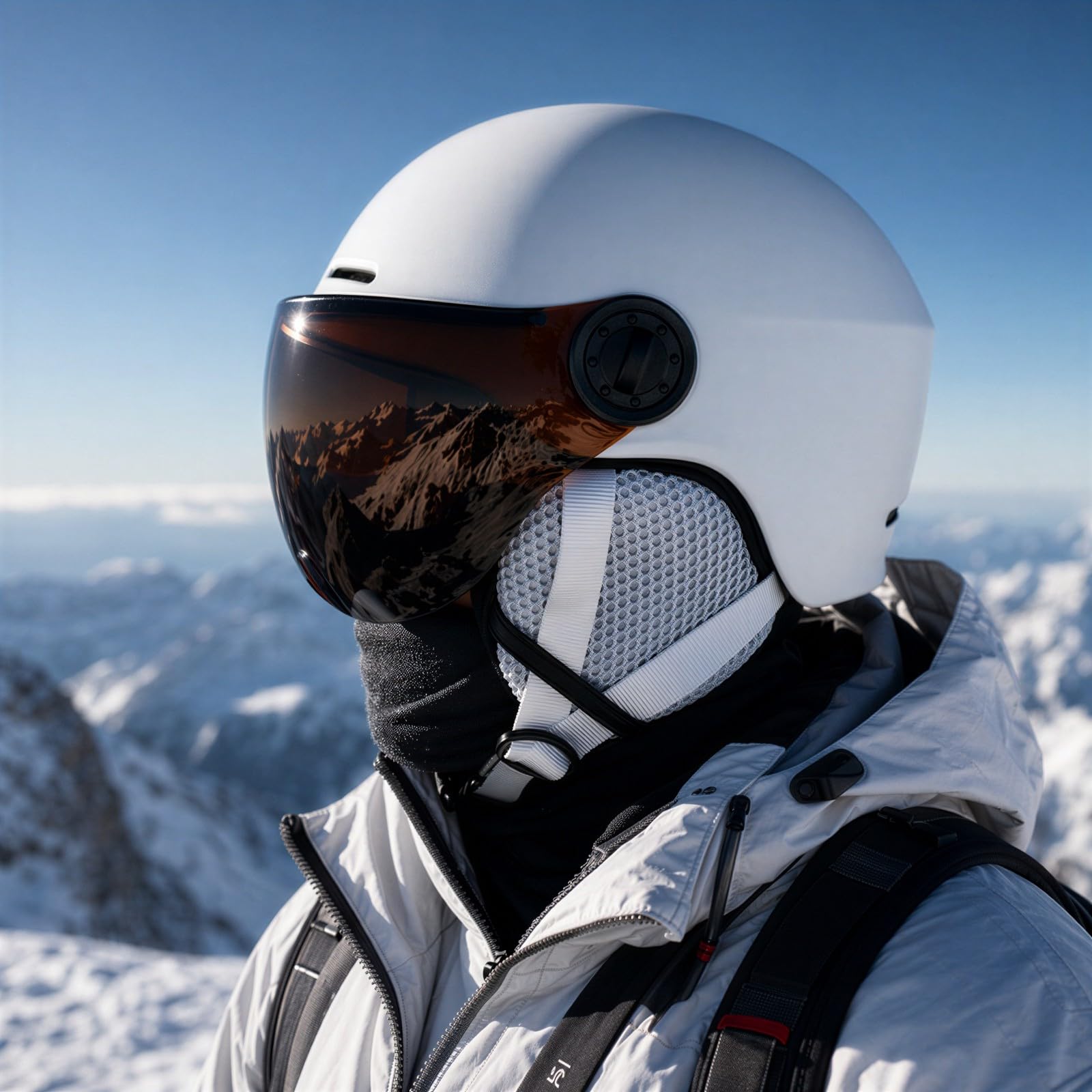 Kask narciarski z wizjerem, kask śnieżny XL dla mężczyzn i kobiet, model kask snowboardowy ze zintegrowaną osłoną gogle, lekki, matowy, biały, nakrycie głowy do narciarstwa zjazdowego, sportów