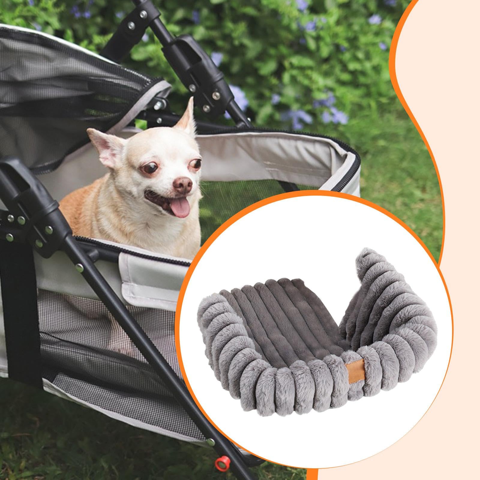 perfk Tappetino caldo per passeggino per animali domestici, tappetino per passeggino per cani, morbido peluche resistente all'usura, accessori per, Grigio
