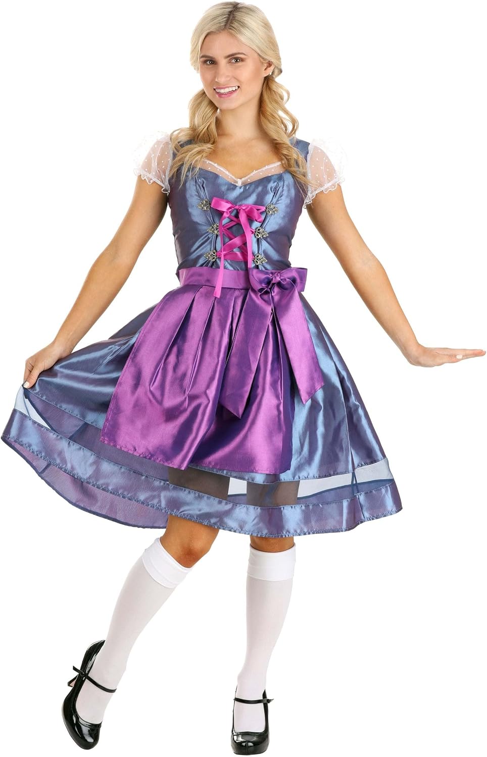 Beer Babe Oktoberfest Costume Oktoberfest Attire Female Vintage-Inspired Dirndl Dress with Ribbon Lacing