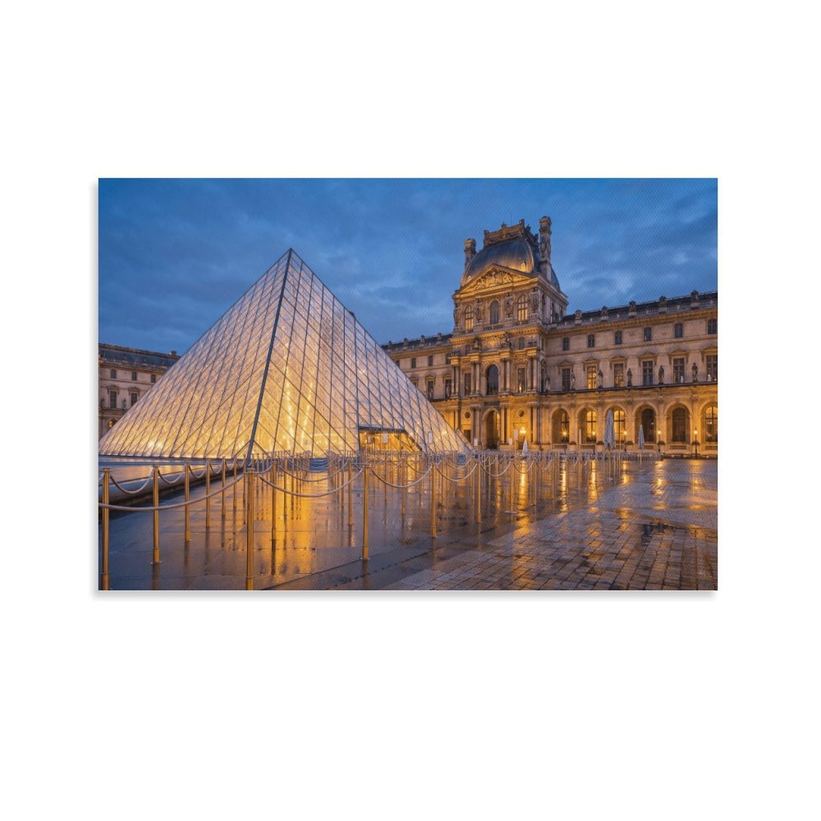 XPASHIQWC Louvre Glass Pyramid Paris Poster Artwork Canvas Prints Picture Modern Canvas Wall Art Picture Wall Hanging for Bedroom Living Room Decor 20x30inch(50x75cm)