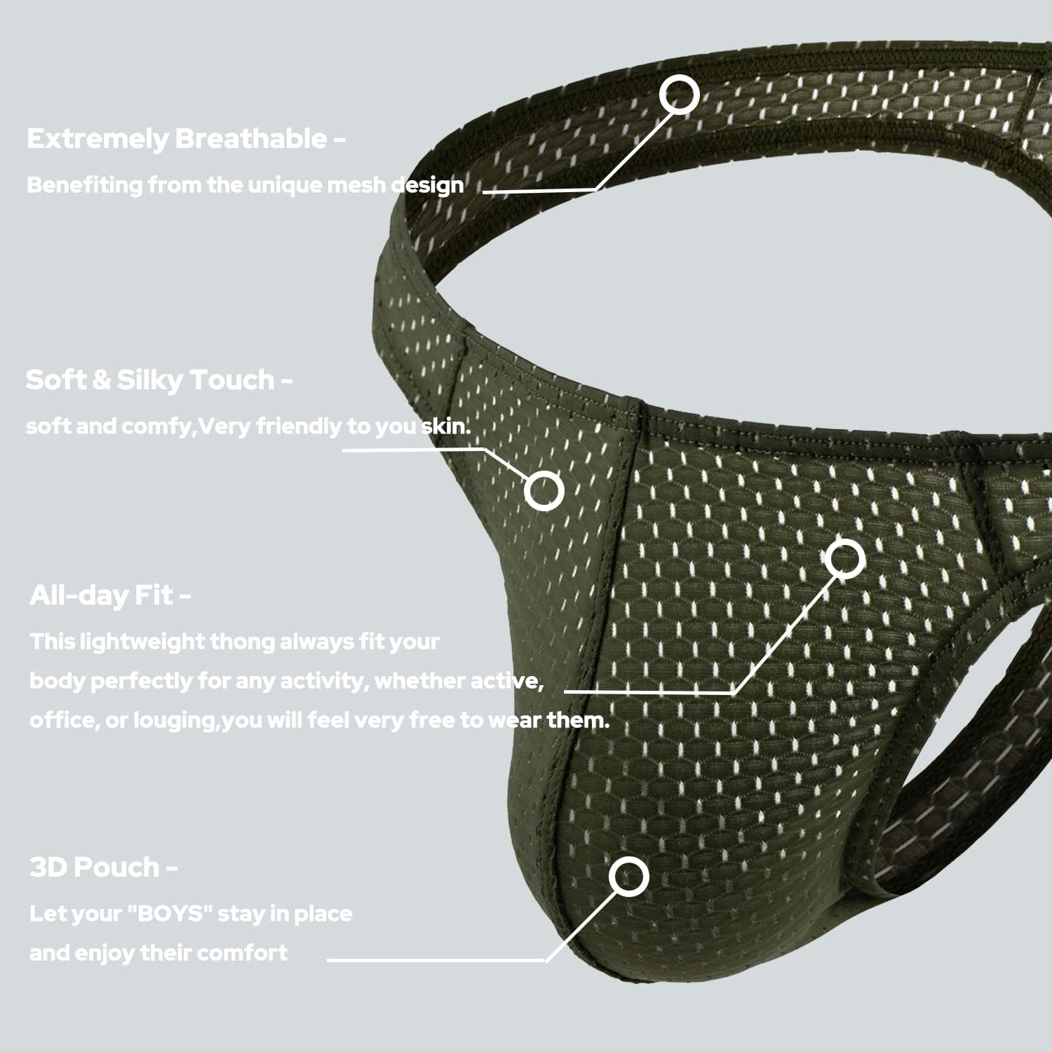 MIZOK Men's Sexy See Through Mesh G-String Underpants Bulge Pouch T-Back Thong Underwear - Image 3