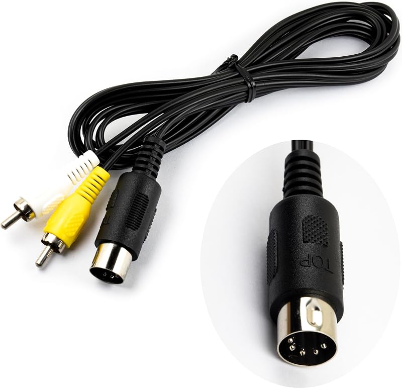 Cable de audio y vídeo AV de 6 pies, cable de conexión de 5 pines a RCA, Compatible con Sega Genesis 1 y Mega Drive 1