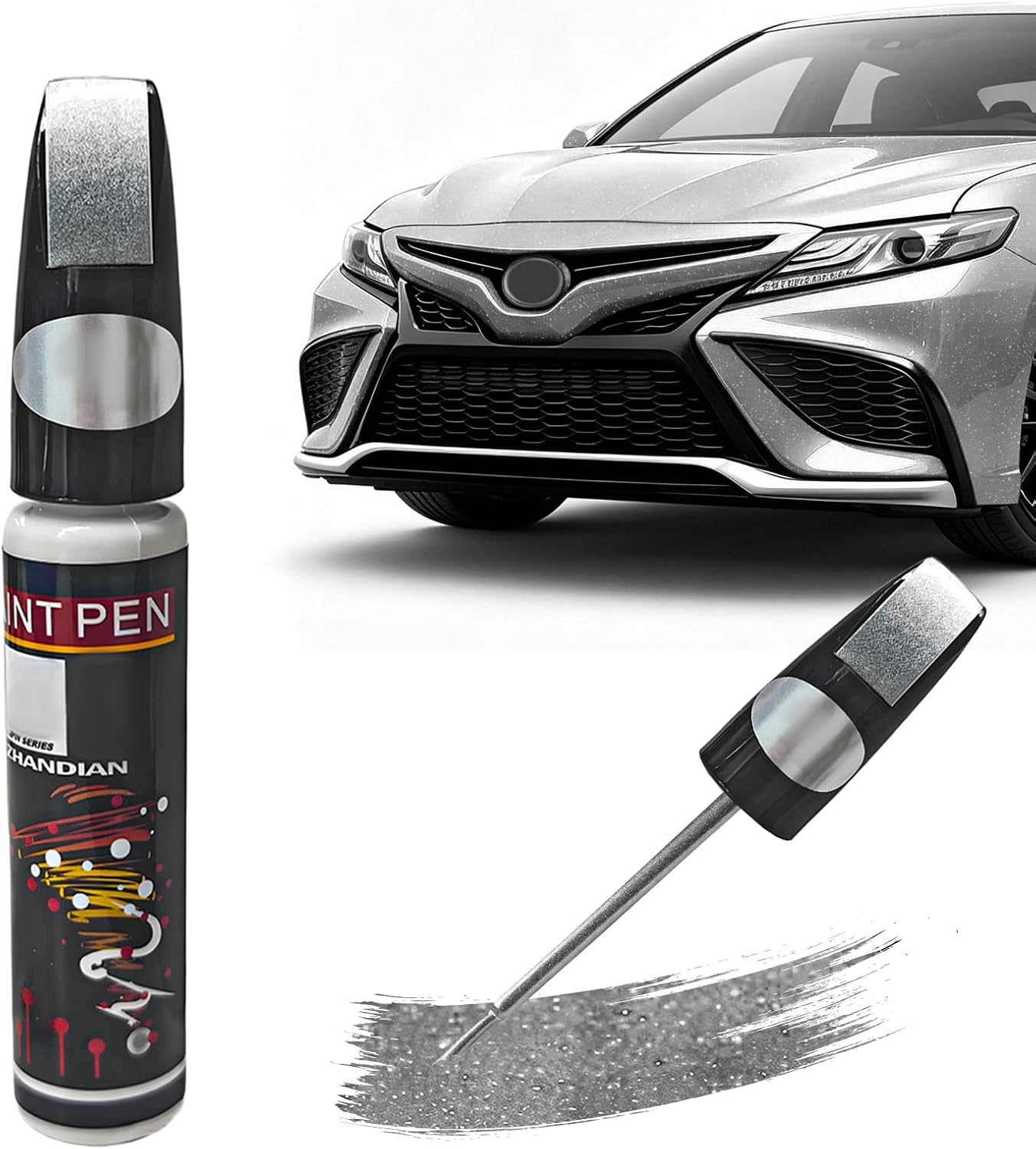 Touch Up Paint for Cars, 2-In-1 Color Accurate Fill Paint Pen Lasting Auto Scratch Remover, Quick Drying Automotive Touch-Up Paints Pen for Scratch Repair, Car Accessories (Silver Gray)