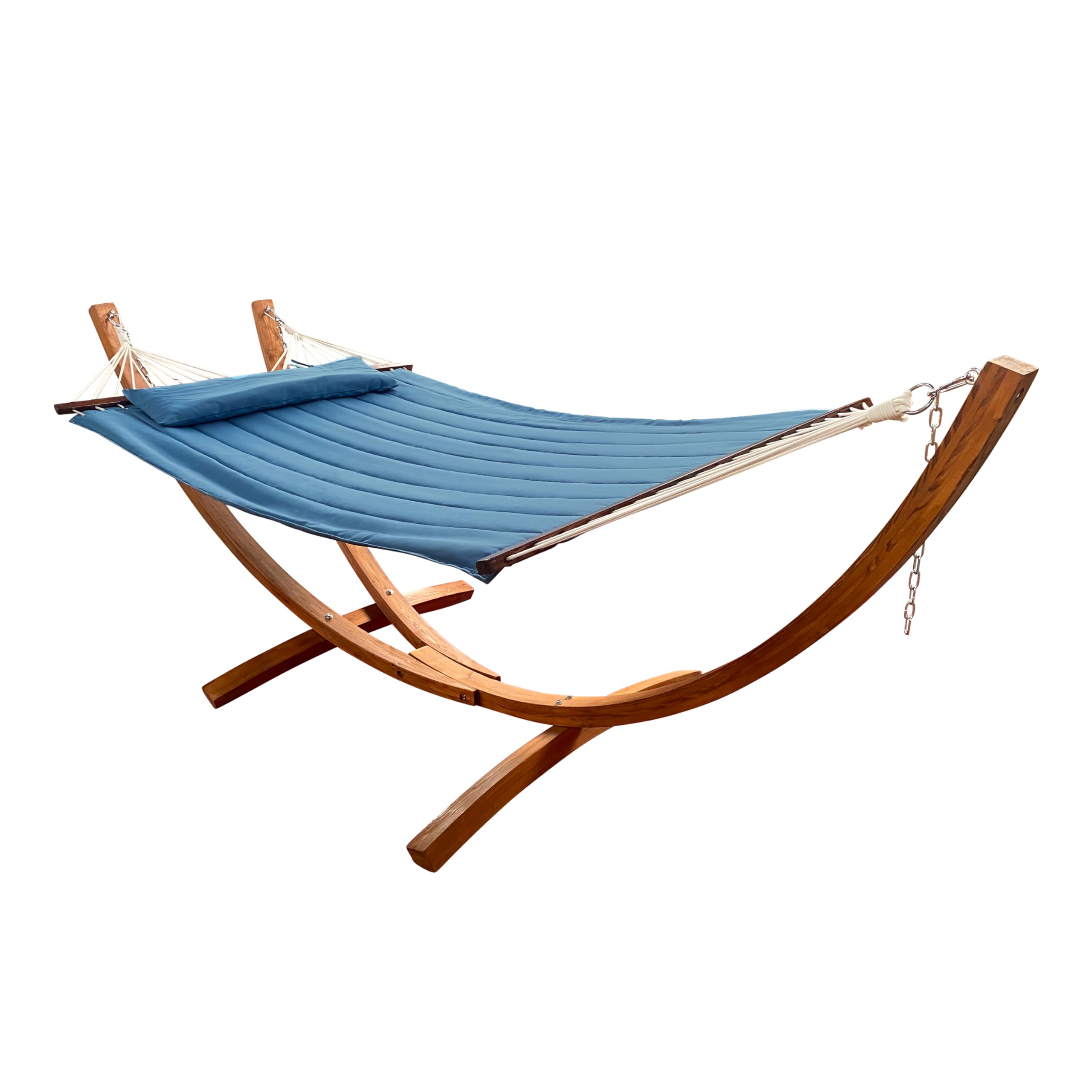 AXI Hawai Hamaca Doble XXL | Hamaca 2 Personas en Azul con Soporte de Madera | Hamaca de Exterior para Jardin, Terraza, Balcon.