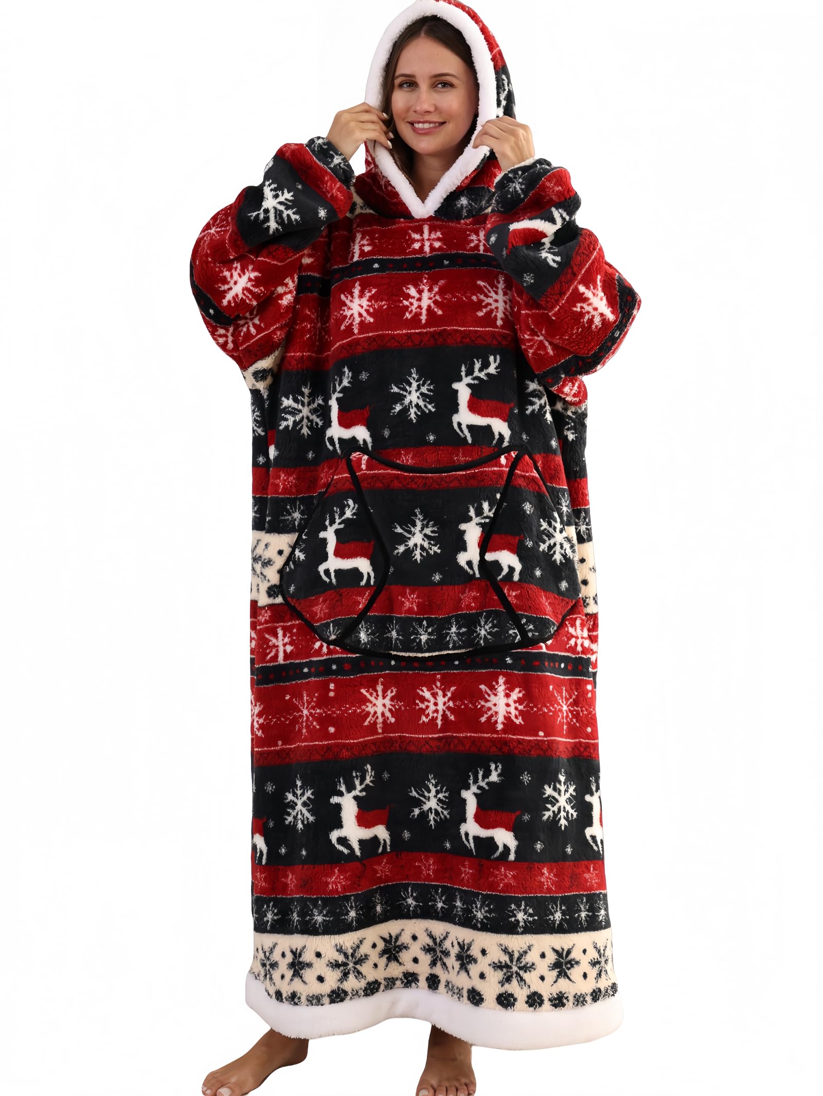 Pterygoid Extra Long Oversized Blanket Hoodie,Hooded Wearable Blanket with Sleeves for Women and Men,Soft Fleece Giant Sweatshirt with Pocket Gift for Adult Teenager