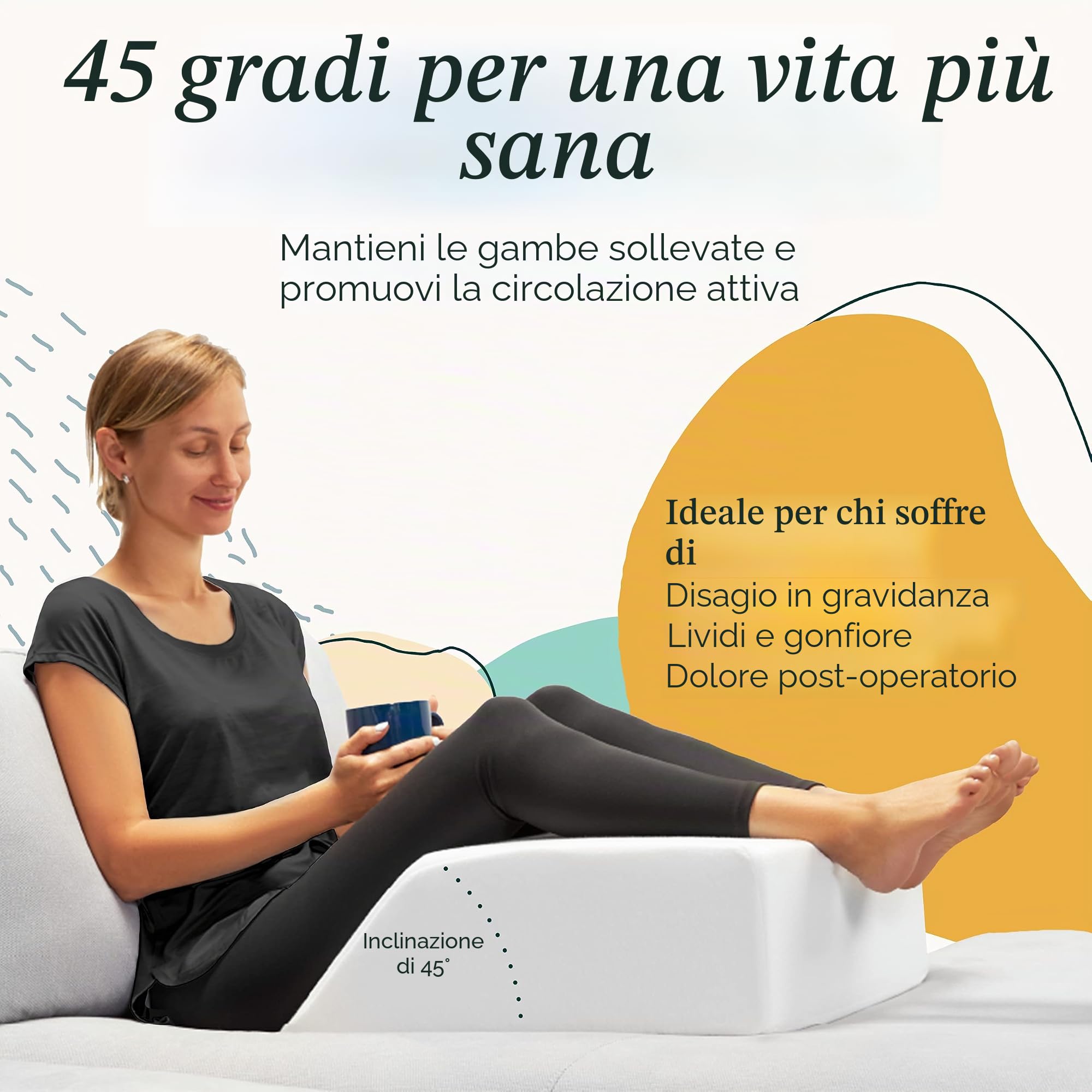 Zen Bamboo, Cuscino per gambe, per sollevare e far riposare le gambe, in memory foam, riduce il dolore alla schiena e migliora la circolazione, con fodera rimovibile in bambù