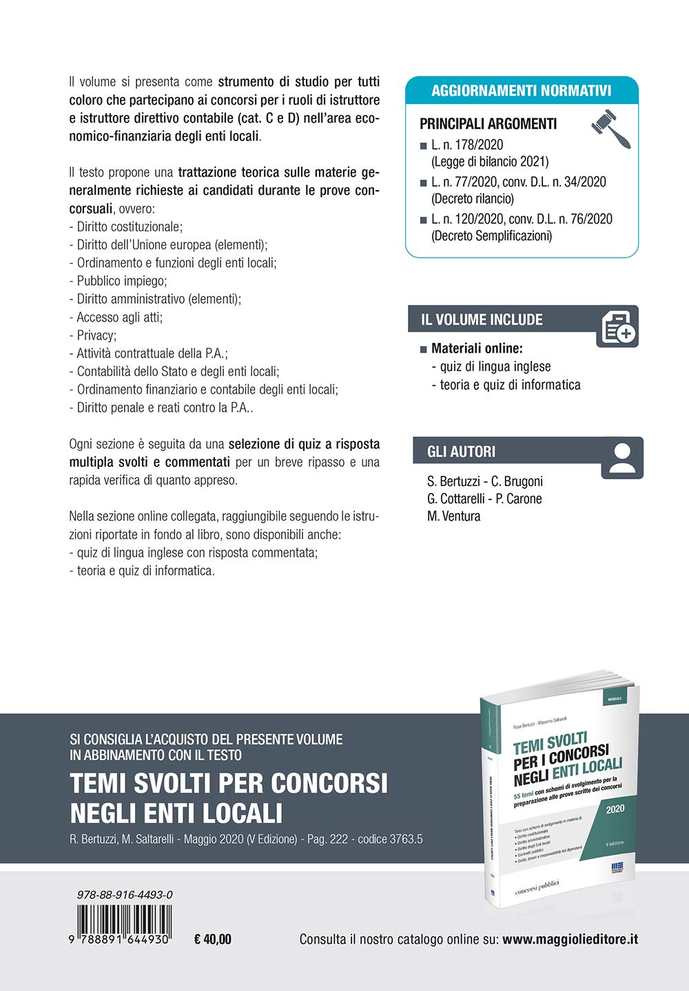 Concorso istruttore e istruttore direttivo contabile Area economico-finanziaria Cat. C e D negli Enti locali. Manuale + quiz. Con Contenuto digitale per accesso online