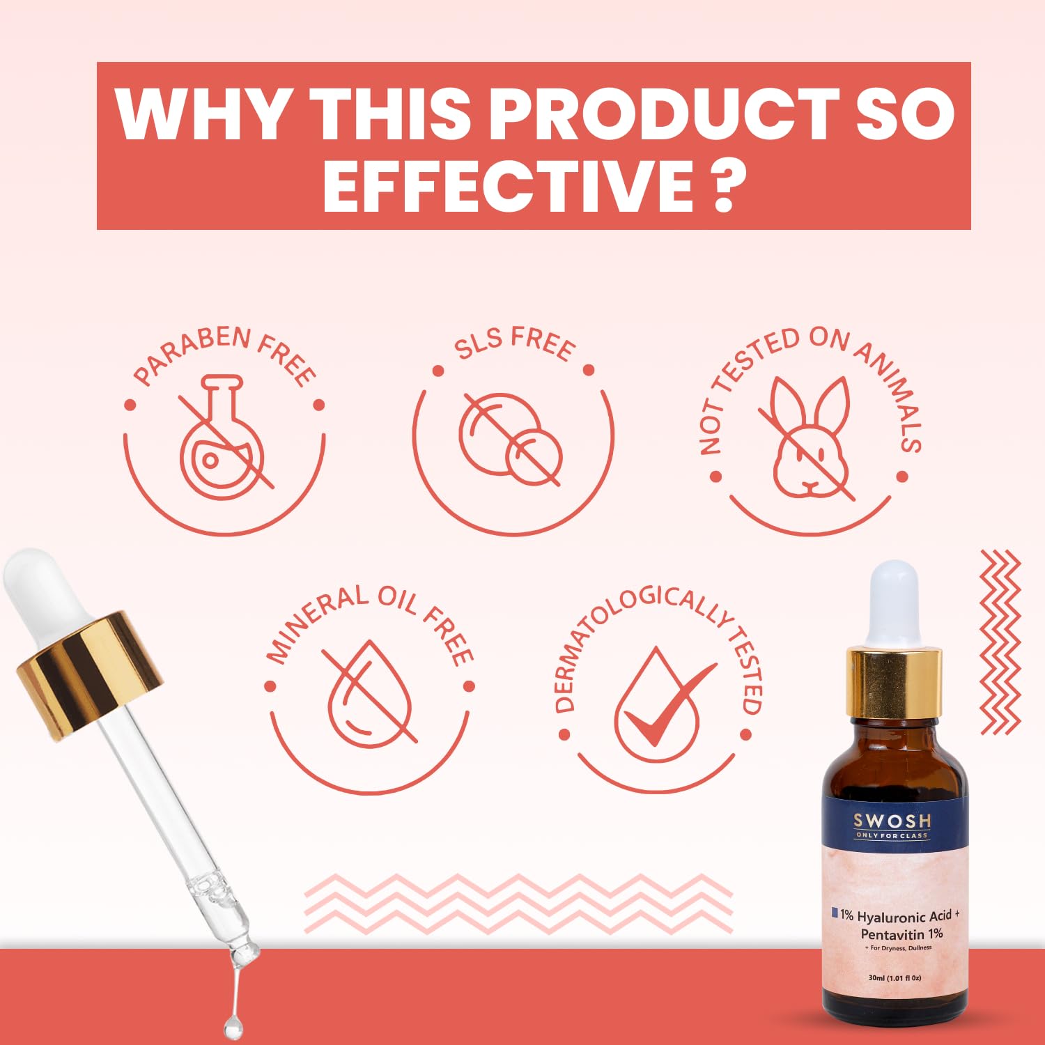 SWOSH 1% Hyaluronic Acid Serum 30 ML Lightweight & Hydrating Serum For Intense Hydration(Normal To Dry SKIN) With Glycerine and Aloe Vera For Skin Illumination - Image 2