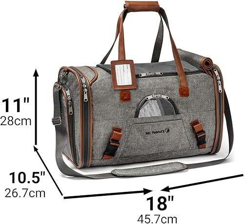Miniatura 7 de Bolso para mascotas con laterales suaves aprobado por las aerolíneas Mr Peanuts discreto bolso de viaje de lujo con cama de tela polar y cierre de