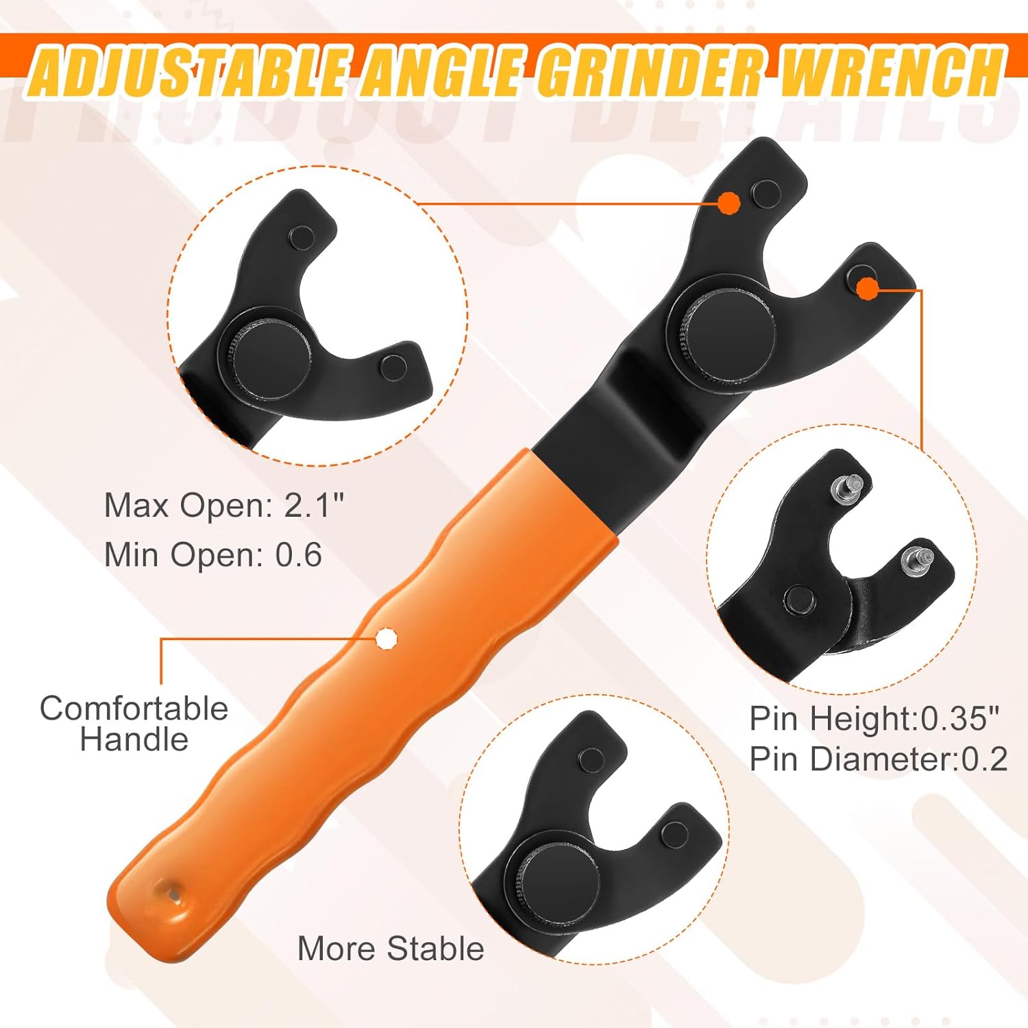 Hicarer 25 Pcs Angle Grinder Nut Angle Grinder Wrench Kit 5/8"-11 Flange Metal Lock Nut Wrench Compatible with Dewalt/Makita/Bosch/Hitachi/Metabo (Orange)