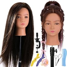 Mannequin Head with 50% Real Hair & 50% Premium Synthetic Hair Middle Brown, 28In