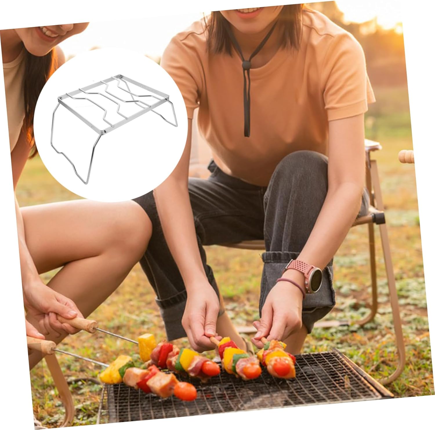 Portable Propane Grill Rack Folding Campfire Grill Picnic Backpack Accessories