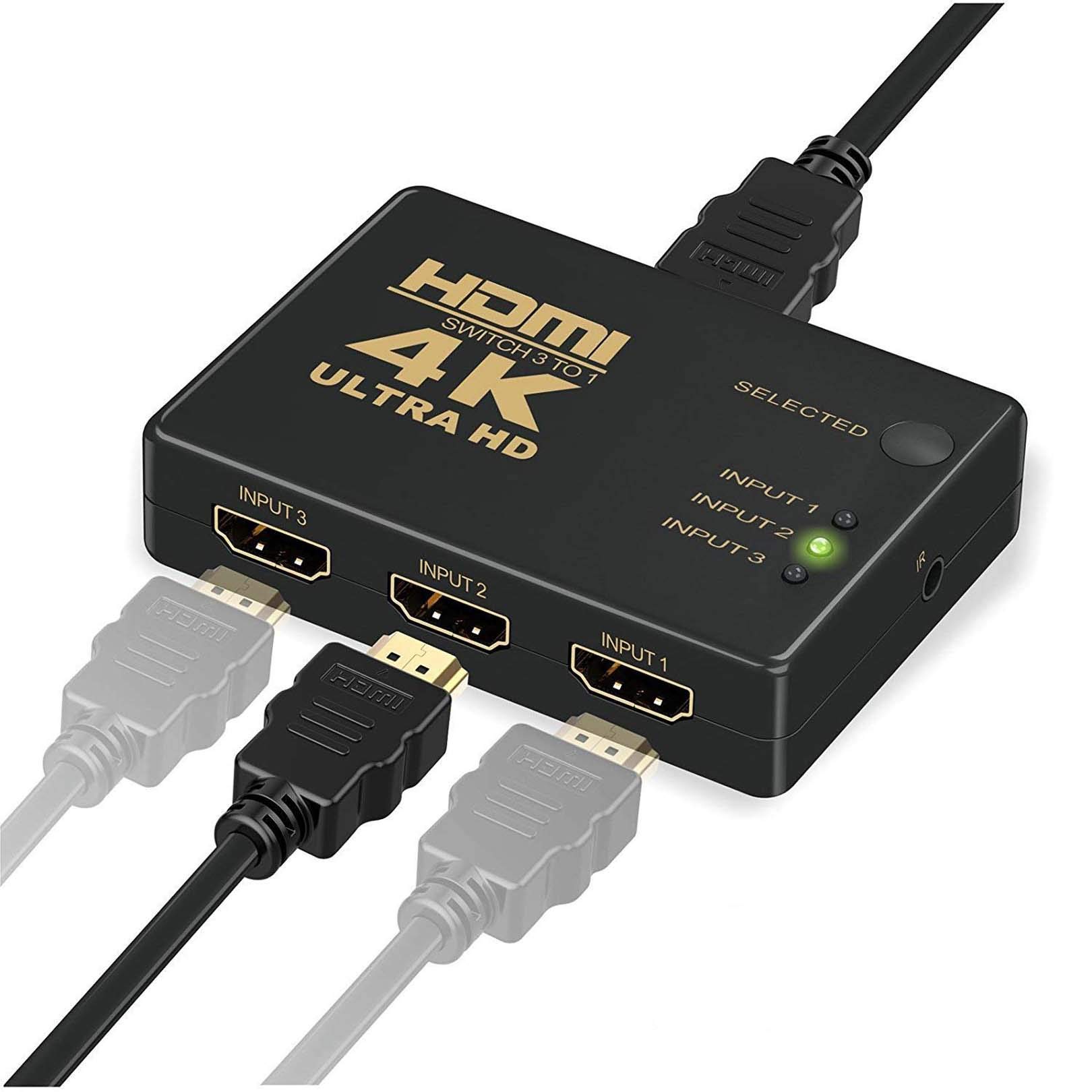 Amazon | 4K HDMI切替器 3入力1出力 HDMI 分配器 3入力/1出力 4K + 3D