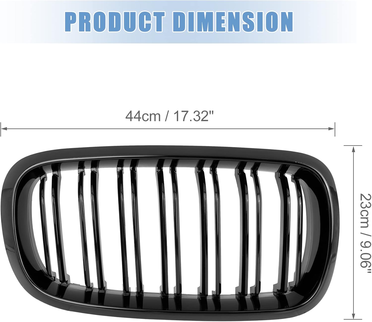 X AUTOHAUX Glossy Black Front Upper Kidney Grille Grill for BMW 3 Series E92 2 Door Coupe Double Slat 2007 2008 2009 2010 2pcs