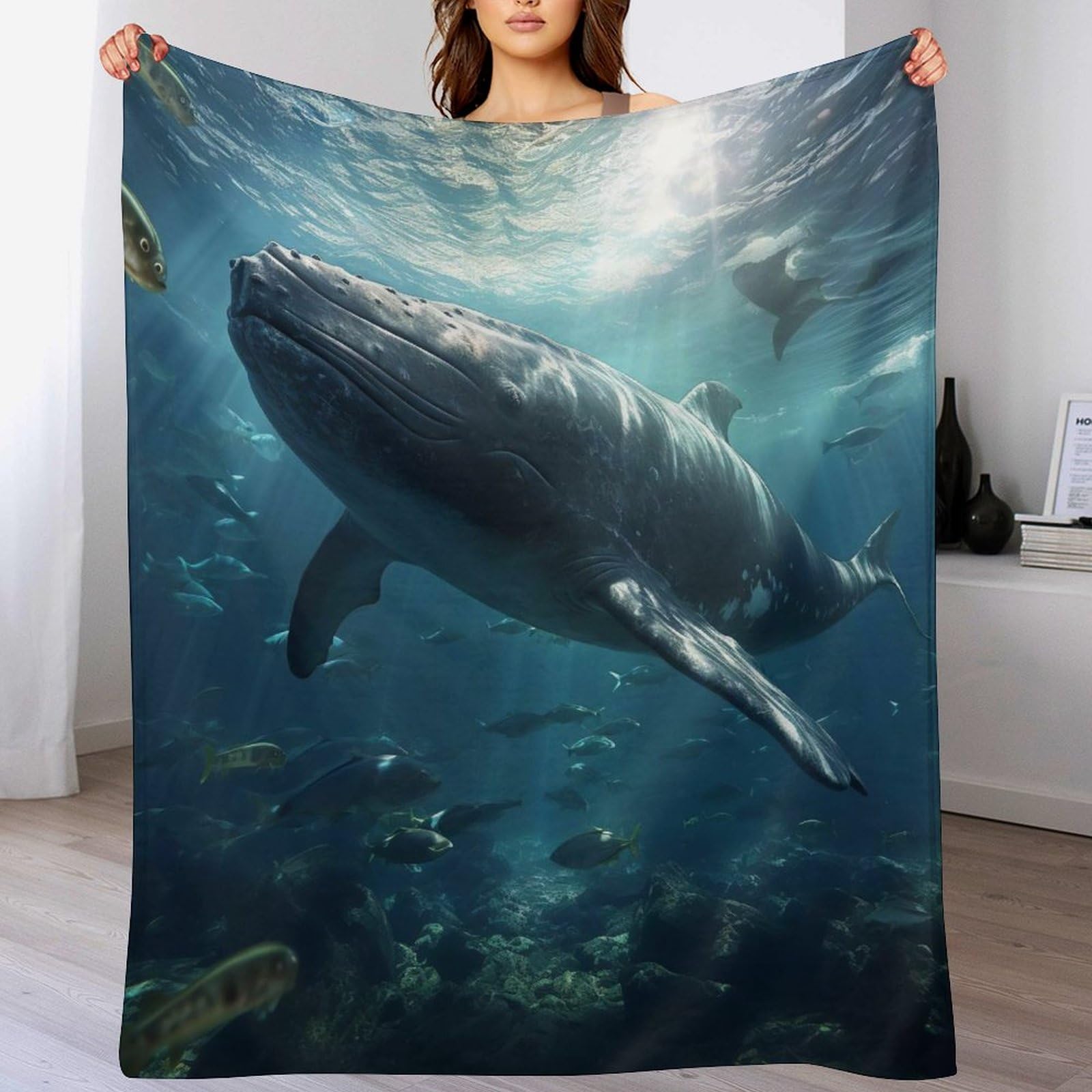 Couverture canapé baleine flannel contre le froid au bureau et pendant vos trajets de voyage
