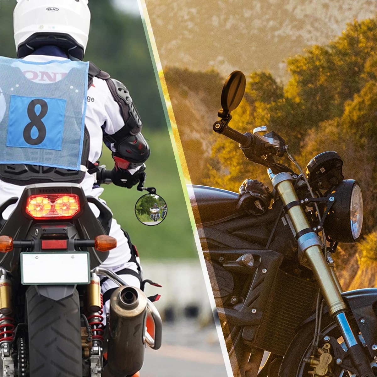 Specchietti Retrovisori Moto Evermotor E9 - In Alluminio CNC, Regolabili 360°, Per Manubrio 13-19mm - Foto 6