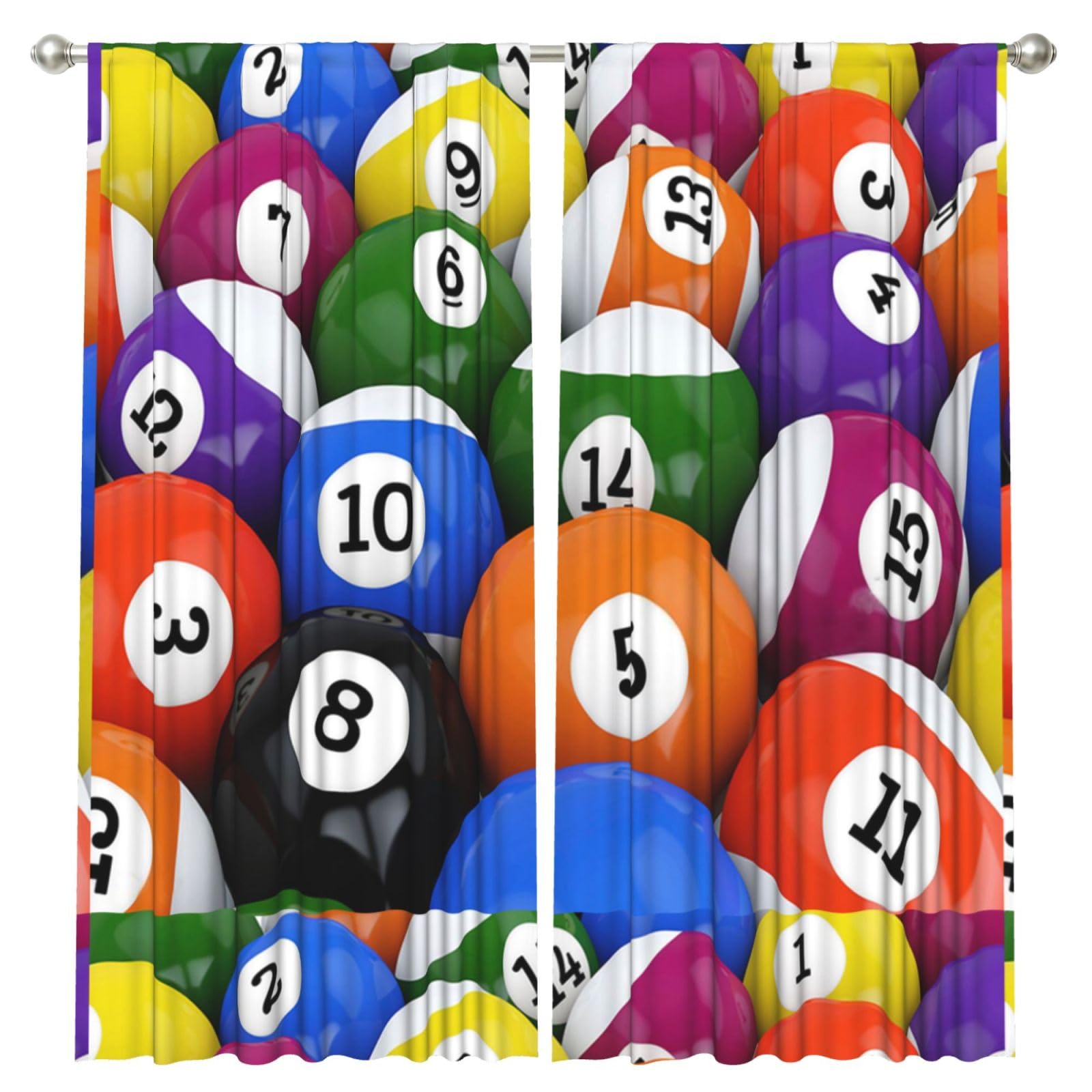 InOmak Billiards Balls, 2 Panels Window Curtains 52 x 84 Inch Blackout Curtains for Living Room Bedroom