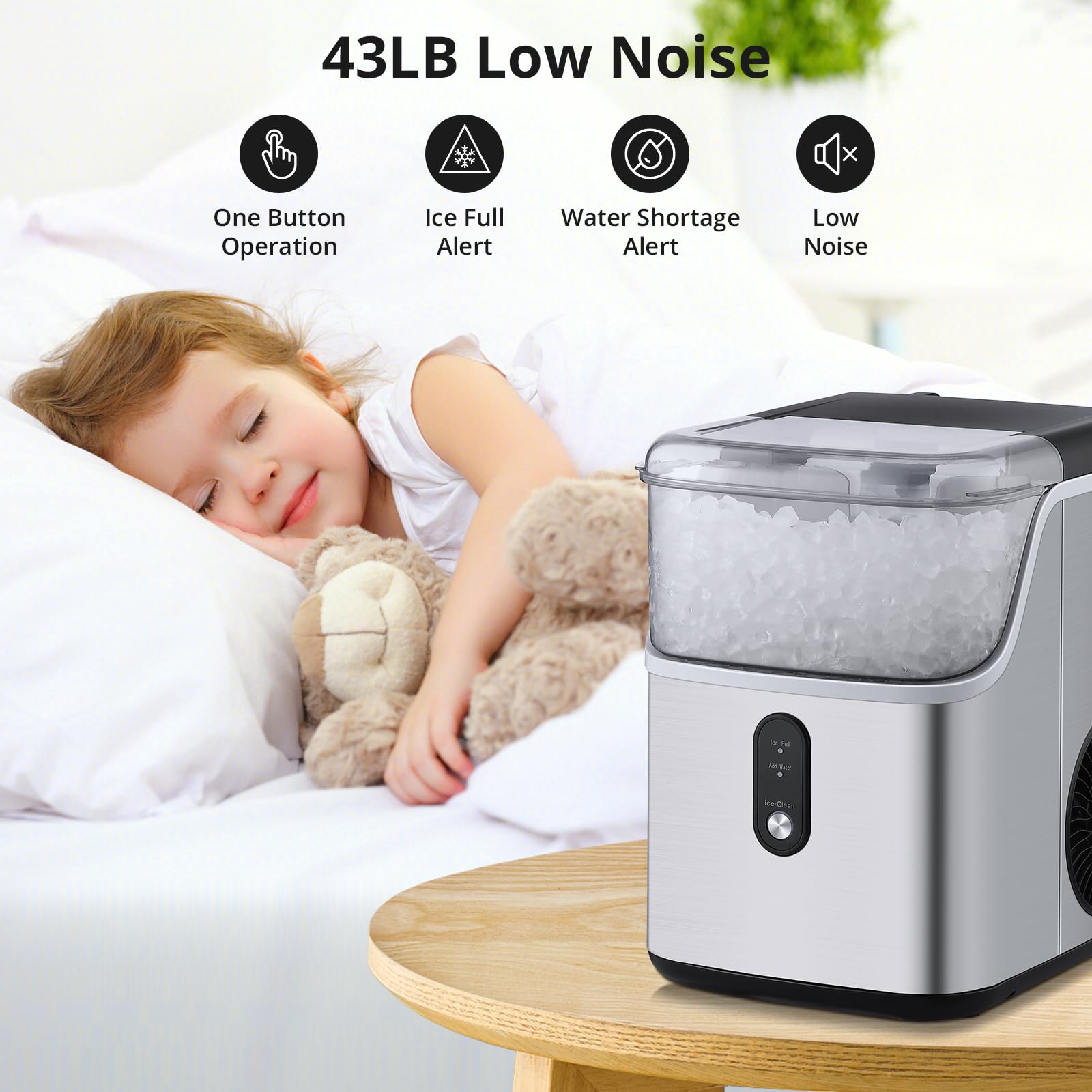 Ice Maker 36lbs/24h Countertop Ice Maker Machine With Soft Chewable Ice, Self-Cleaning, Compact Design, One Key Operation Small Portable Stainless Steel Machine For Home/Kitchen/Bar on Fridge.com - View 4