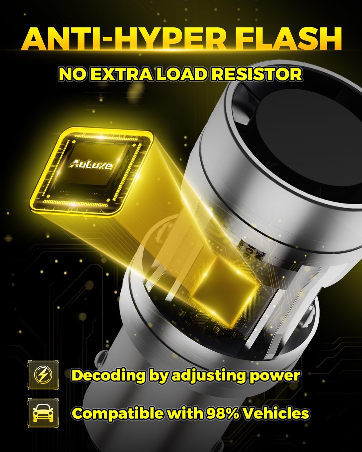 1157 Switchback LED Bulbs Amber Yellow with Built-in Resistor and Turbo Fan, 2057 2357 7528 BAY15D P21/5W Anti Hyper Flash Error Free For Turn Signal Blinker Daytime Running Lights, Pack of 2