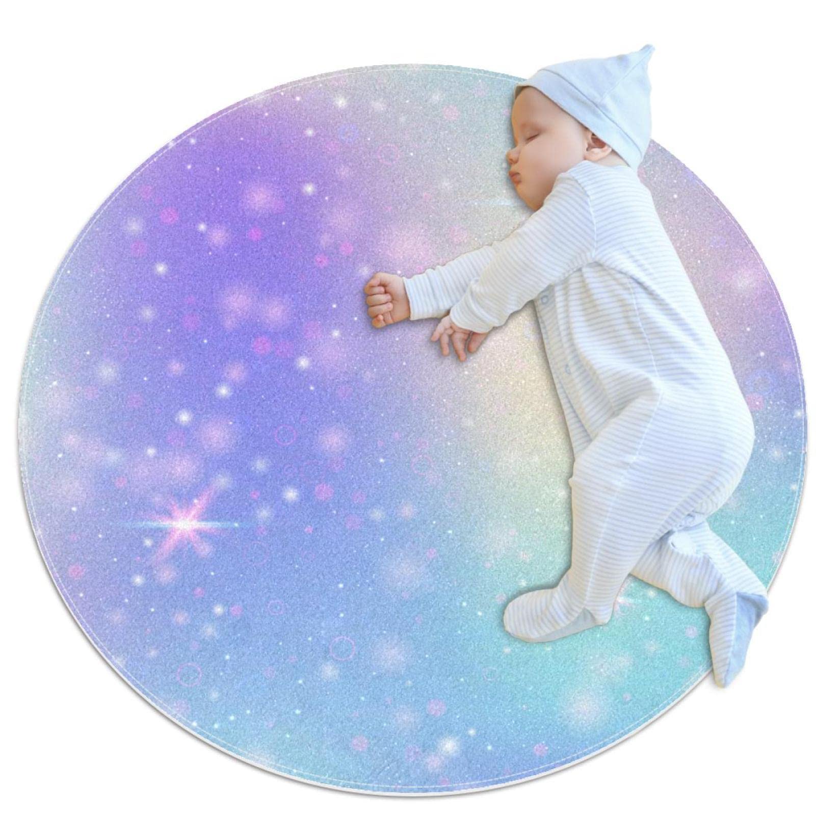 Tapis de jeu enfants isolant du sol froid tapis rond étoiles 80cm