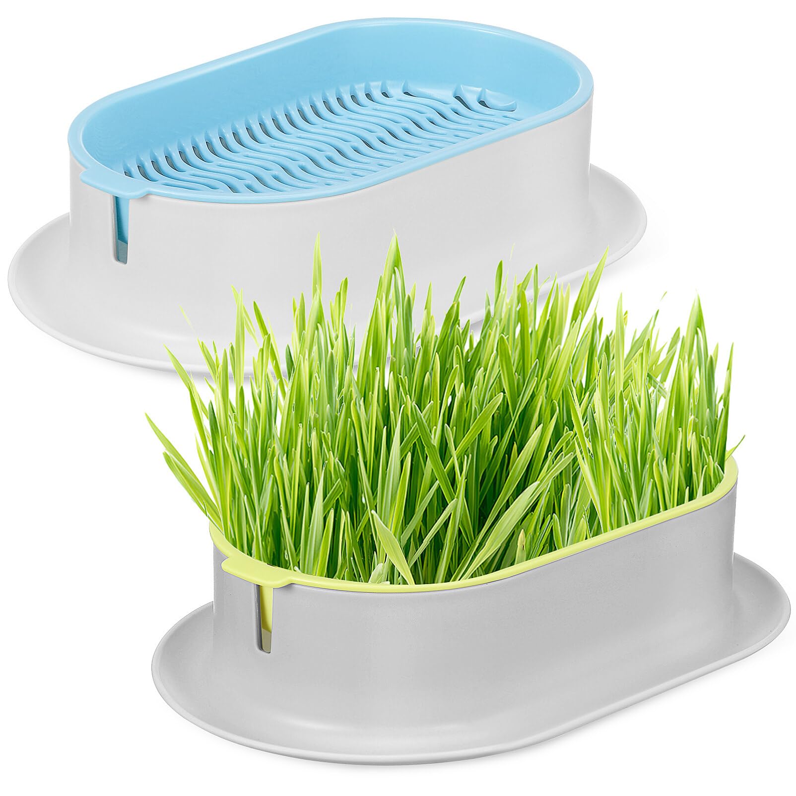 Toddmomy 2 Pcs Cat Grass Planter Hydroponic Cat Grass Cup Nursery Planting Box Sprout Tray for Indoor, White, 18.90X12.30X4.50CM - Image 4