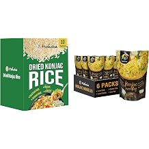 Hethstia Konjac Rice Bundle 6-Pack Pre-Cooked Shirataki Rice + 10-Pack Dried Shirataki Rice, Low-Calorie, Keto, Vegan, Sugar-Free, Gluten-Free, Healthy Oat Flavor