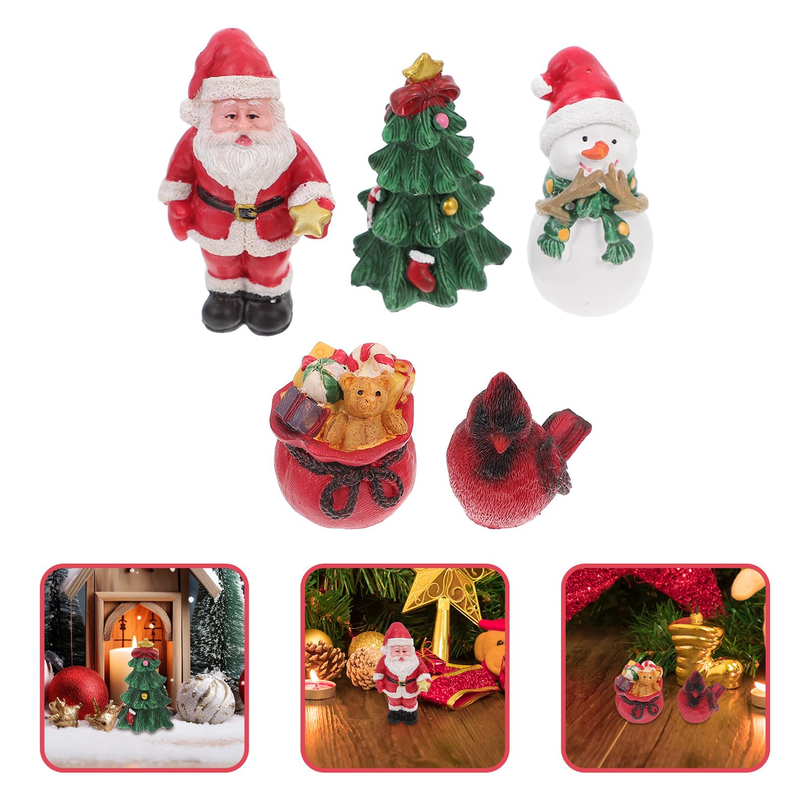 Toyvian 3 Set Babbo Natale in Resina, Ornamento Natalizio Miniatura per