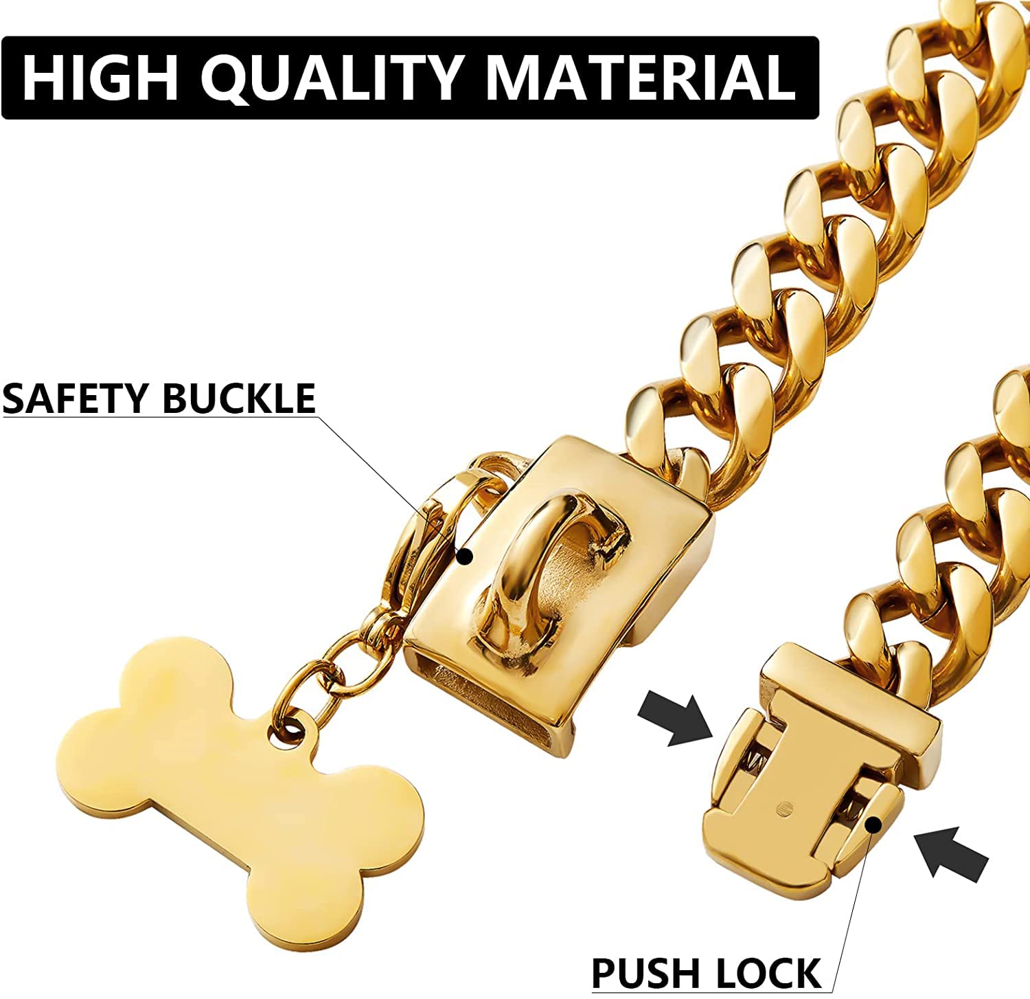 Gold Dog Chain Collar, 18K Collar