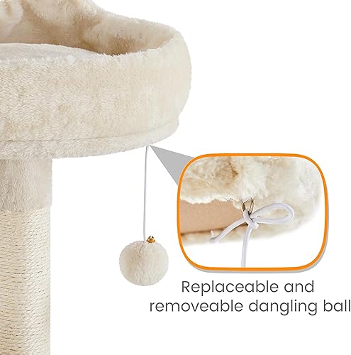 Miniatura 4 de Yaheetech Torre para gatos, árbol de gato de 70.5 pulgadas de alto para gatos de interior, árbol de escalada para gatos de varios niveles con