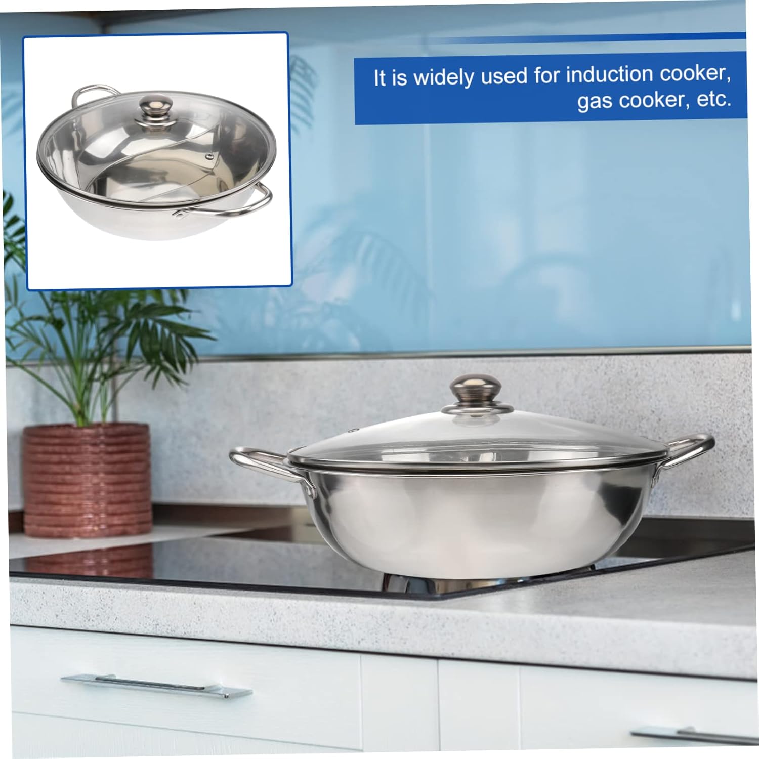 Yuanyang Hot Pot Induction Cooker Pot Cookware Stainless Steel Dual Sided Pan