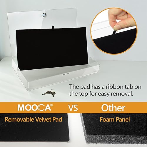 Miniatura 4 de MOOCA Soporte rectangular de acrílico para marketing con bloqueo de seguridad, escaparate de seguridad, bandeja de exhibición perfecta para relojes,