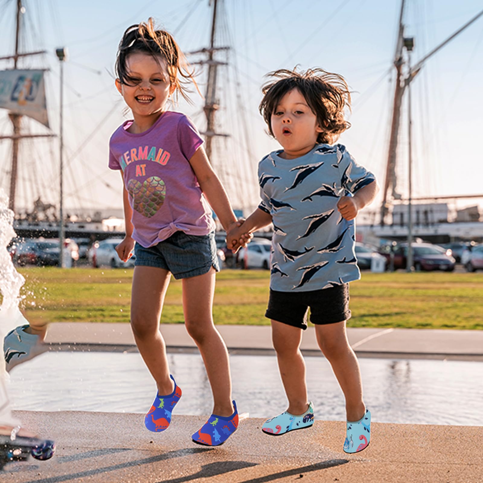 TYXHXTF Escarpines Niño Niña, Zapatos de Playa para Niños Pequeños, Calcetines Acuáticos Descalzos Antideslizantes para Piscina y Playa, Barefoot Calzado Aqua Surf Buceo Yoga(8/8.5UK)