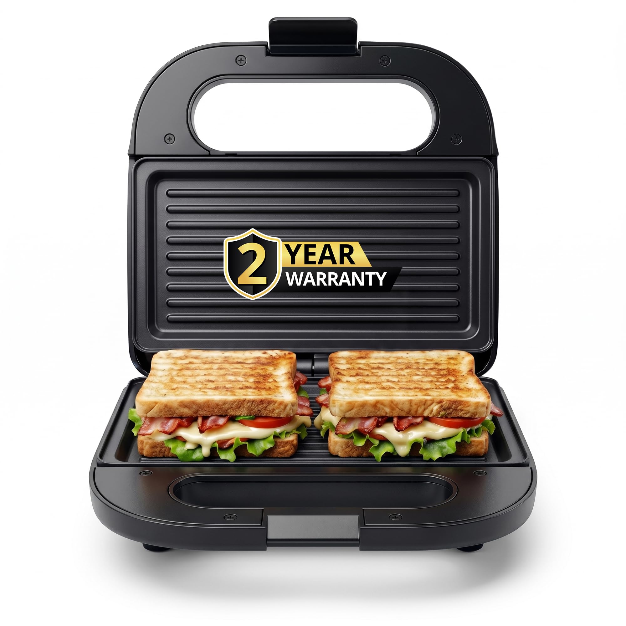iBELL SM440 Sandwich Maker Electric with Nonstick Grill and Toast Plates, Handle Locking Function, 850W (Black)