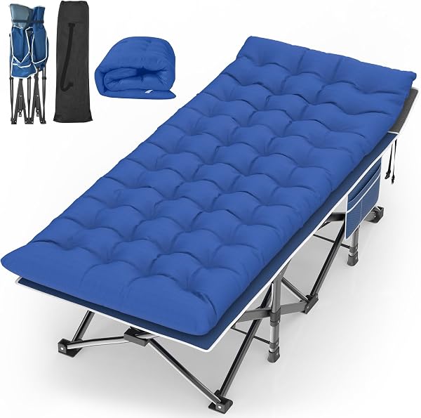 Suteck Camping Cot, 32In XXL Folding Camping Cot Heavy Duty Sleeping Bed for Adults 1200D Double Layer Oxford Cots for C