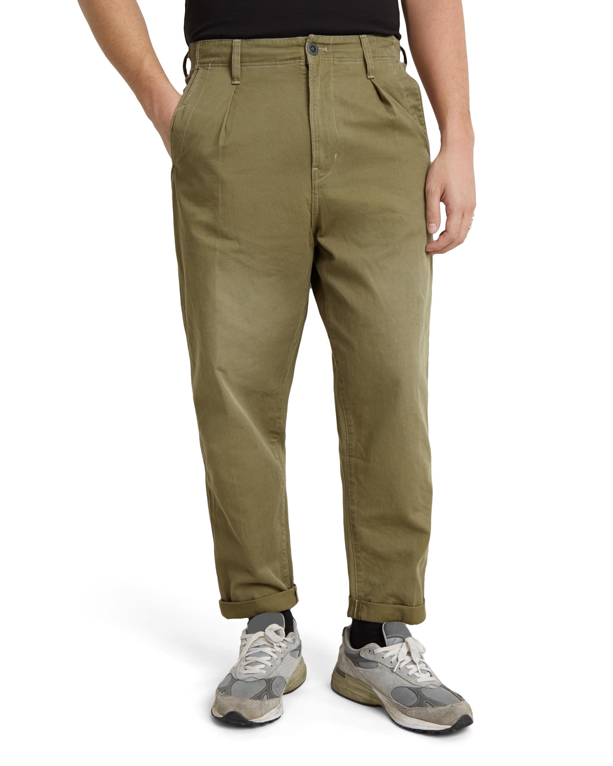 G-Star Men's Pleated Chino Relaxed Tapered, Green (smoke olive D24543-C962-B212), 33W / 32L