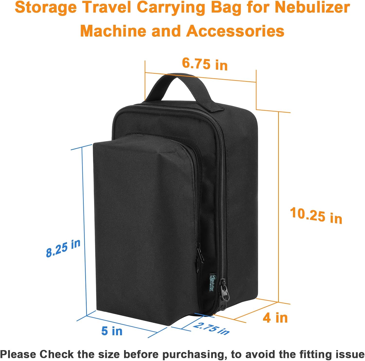 Beautyflier Nebulizer Carry Bag for Nebulizer Machine Personal Compressor, Portable Storage Carry Bag, Protective Travel Case for Nebulizer Machine for Adults and Kids, Space for Masks, Cables