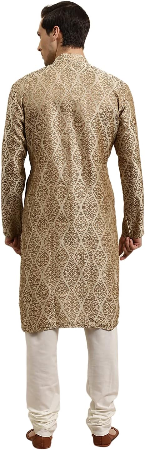 Sojanya (Since 1958 Men'S Cotton Linen Blue Foil Printed Only Long Kurta - Image 2