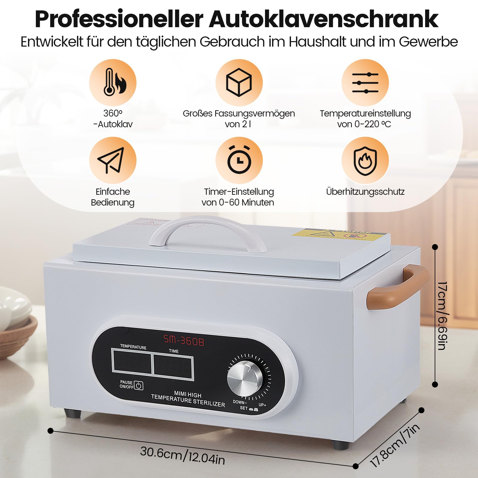 300W sterilisator für instrumente, 230℃ Heißluftsterilisator Desinfektion mit einstellbarem, Timer Kleine Sterilisatoren für Nagelwerkzeuge Kosmetikwerkzeuge Fußpflege