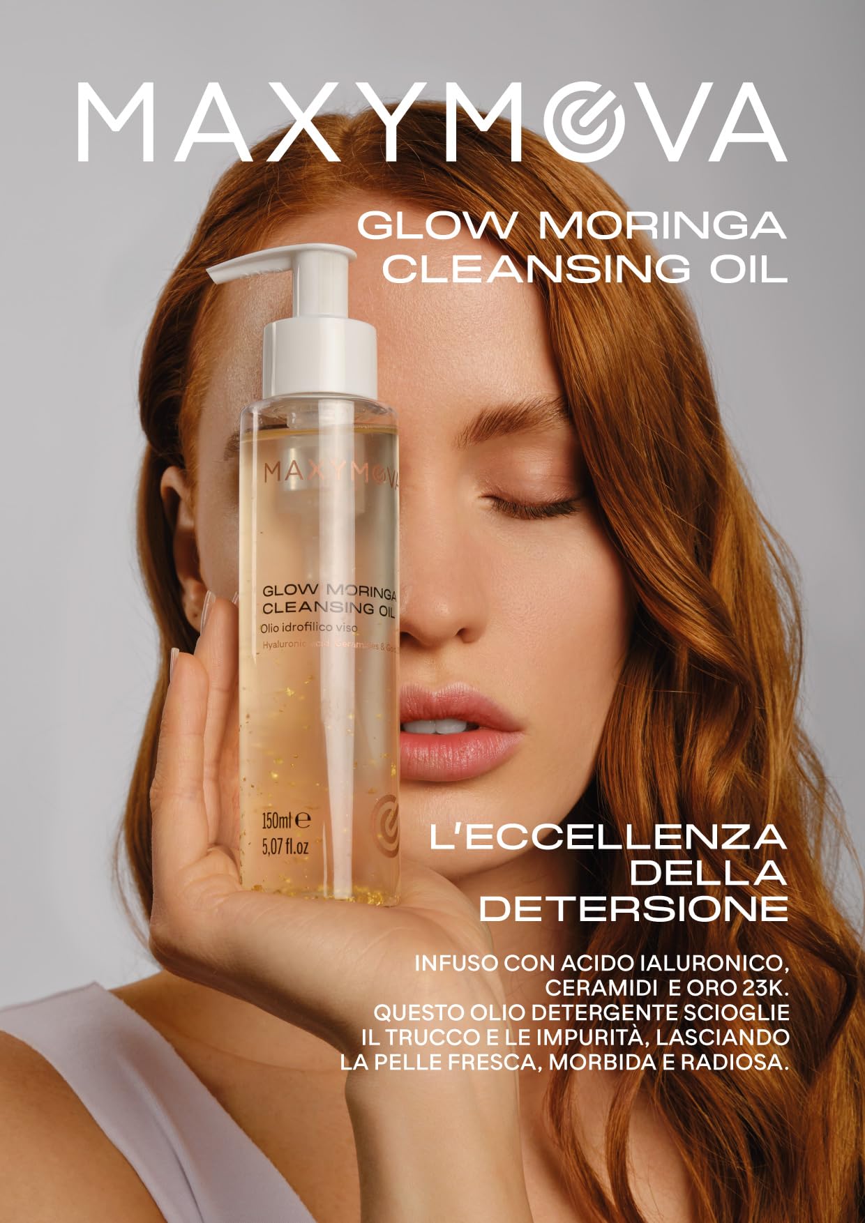 MAXYMOVA Glow Moringa Cleansing Oil – Aceite limpiador hidrófilico con oro de 23 quilates, moringa y ácido hialurónico – Edición Limitada para una piel luminosa e hidratada