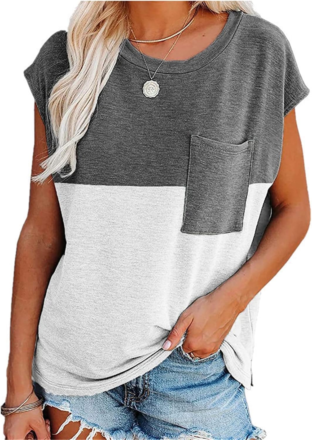 Tシャツ 半袖 トップス ロゴプリント 春夏 人気 韓国ファッション[品番：AKIW0000716]｜And Kawaii（アンドカワイイ）のレディース ファッション通販｜SHOPLIST（ショップリスト） Tシャツ 半袖 レディース 女性のゆるい丸い首のショートスリーブプリントステッチポケットTシャツ 夏 秋 シンプル (色 : 白,