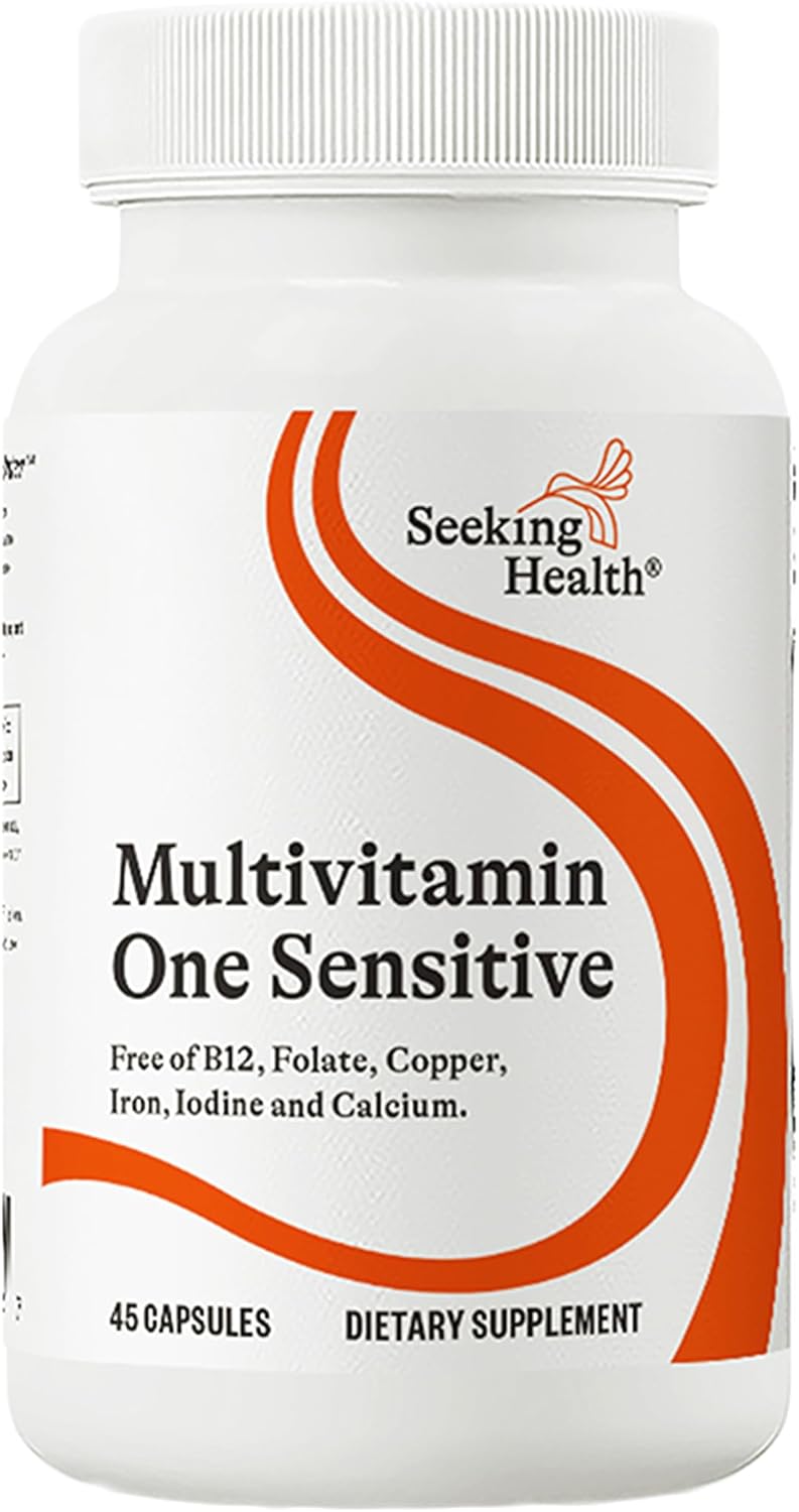Seeking Health Multivitamin One Sensitive, Daily Vitamin Without B12, Folate, Copper, Iron, Iodine, Calcium, Choline, and Lutein, Antioxidant Support, Vegetarian and Vegan (45 Capsules)