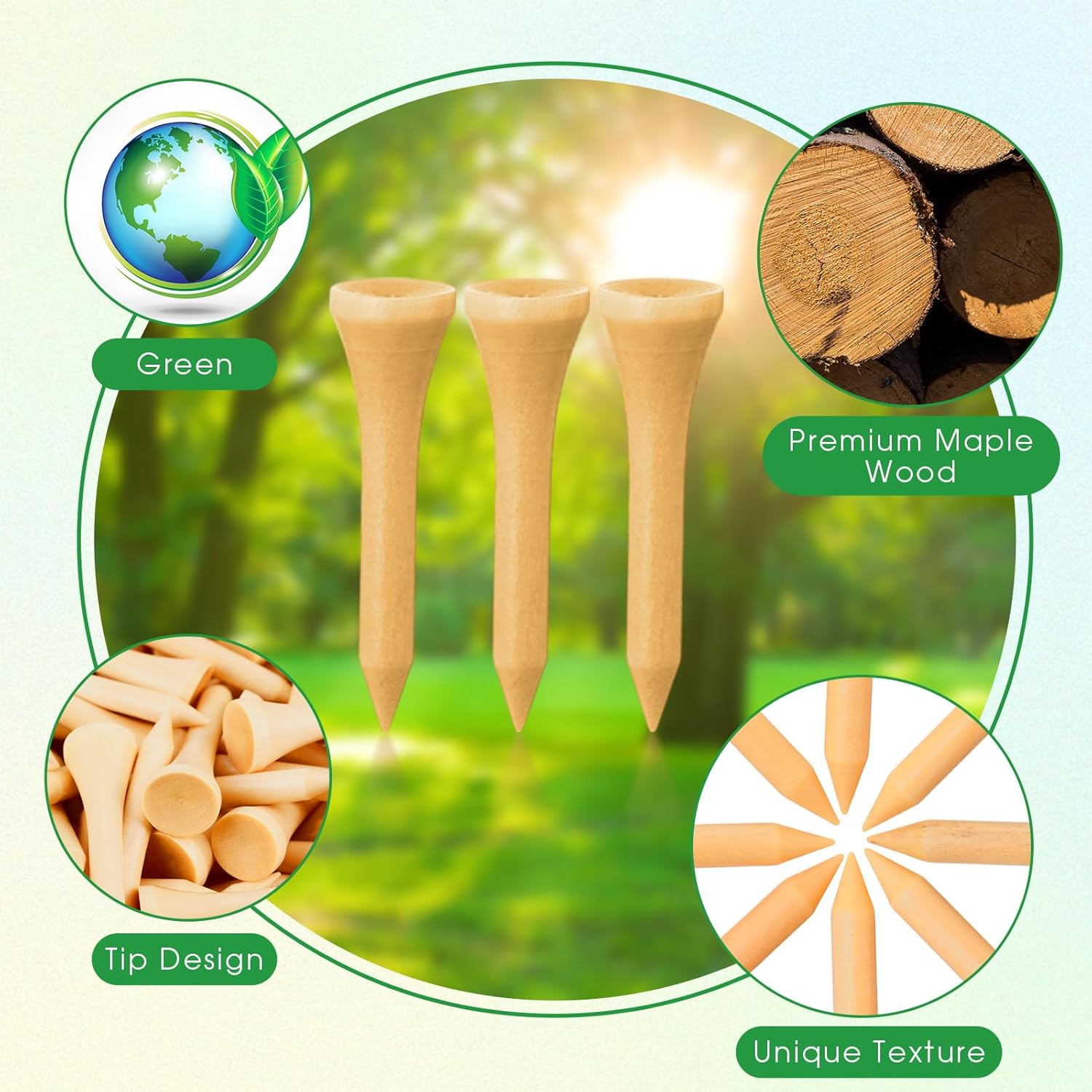 Vinsot 1000 Pcs Golf Tees Bulk 1-1/2'' Short Wooden Tees Accessories for Men Clubs Golf Ball Theme Party School Supplies(Wood Blank,Wood)