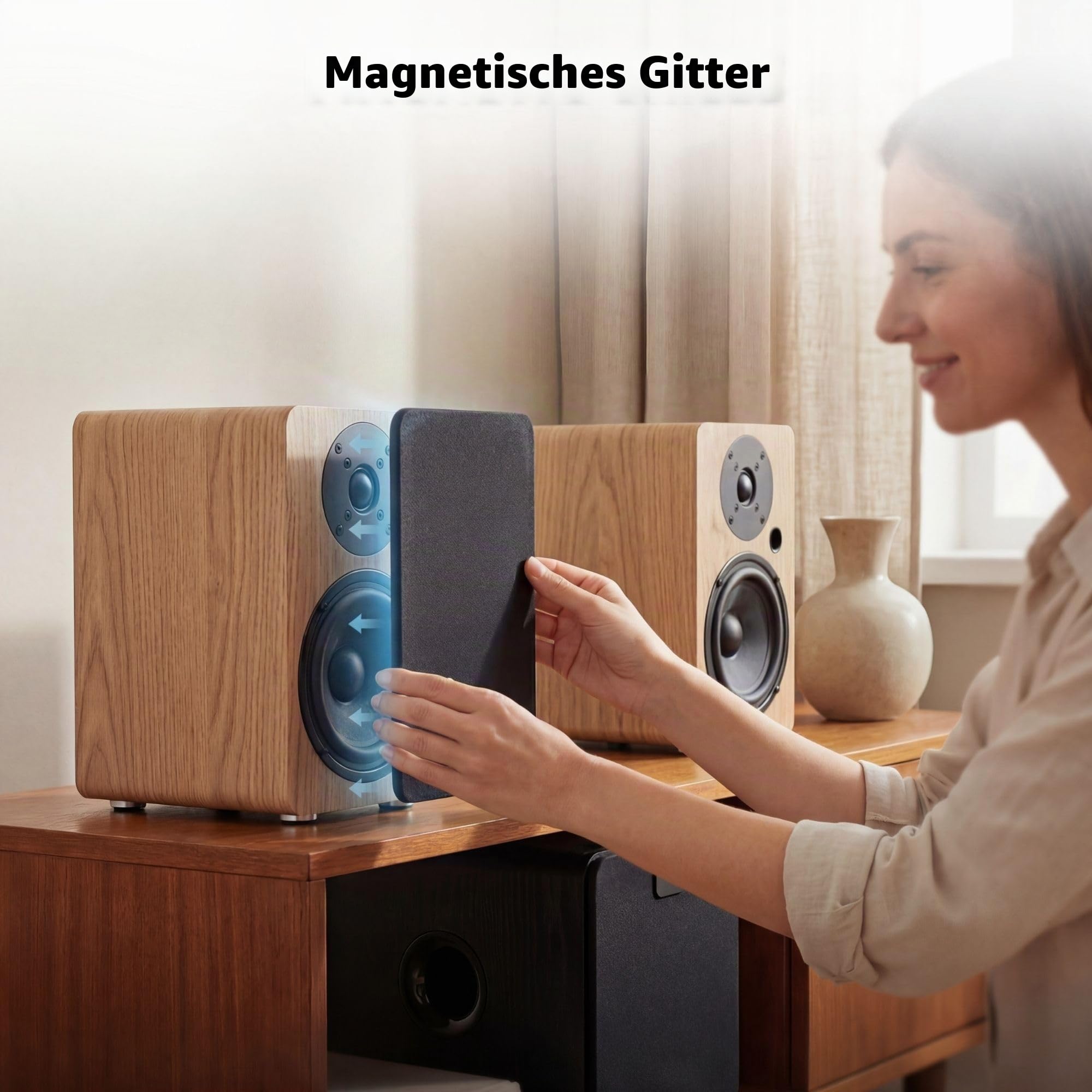 VULKKANO A5 Arc MKII Verstärkerlautsprecher mit 5,25 Zoll Tieftöner, Bluetooth 5.0, HDMI Arc, optischer Ausgang, RCA, USB, Subwoofer-Ausgang, Lautsprecher für Fernseher, Braun.