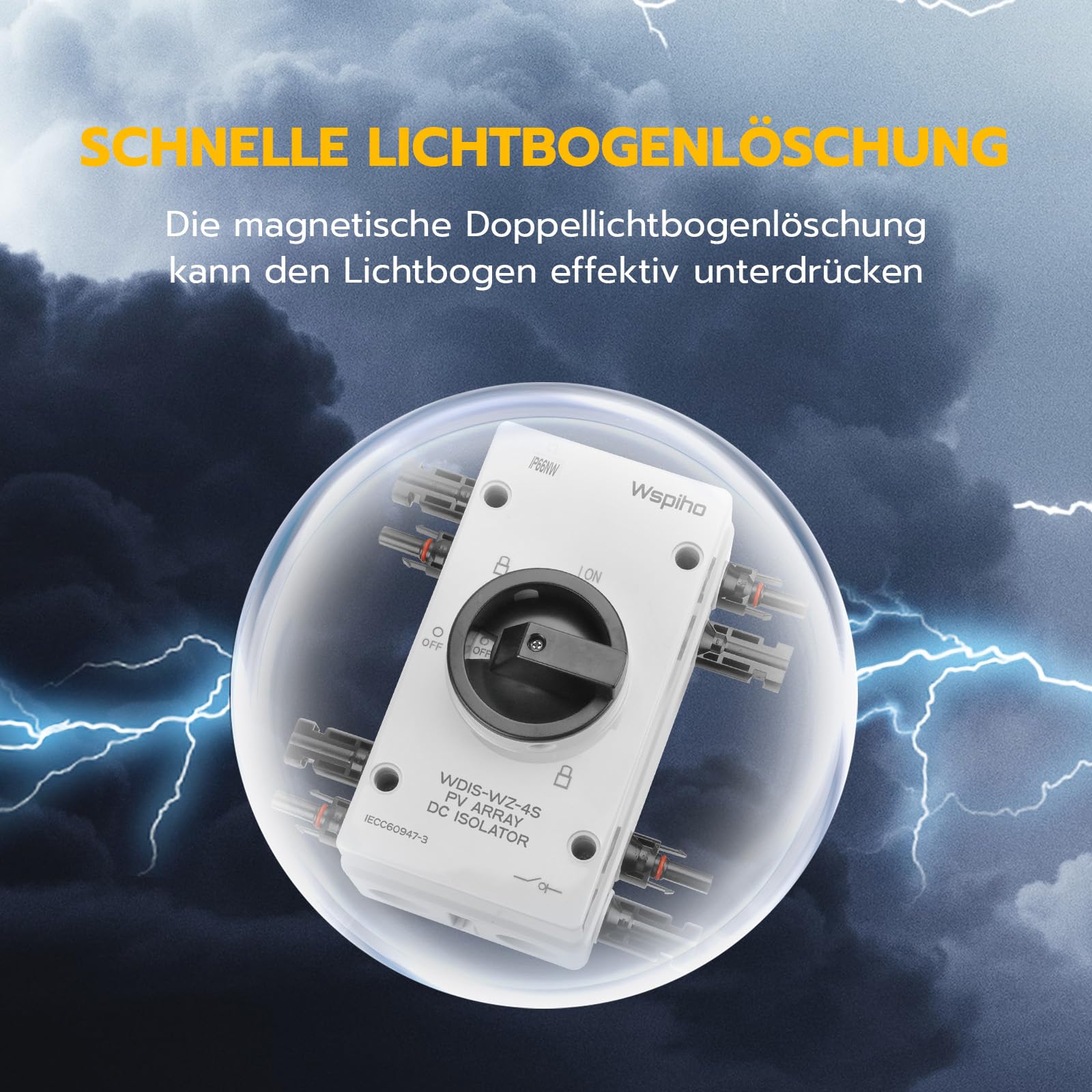 DC Trennschalter PV Anlage 32A 1000V,2 String PV Trennschalter Solar Anschlusskasten für Solaranlage,IP66 PV Sicherungsautomat für Solarplatten