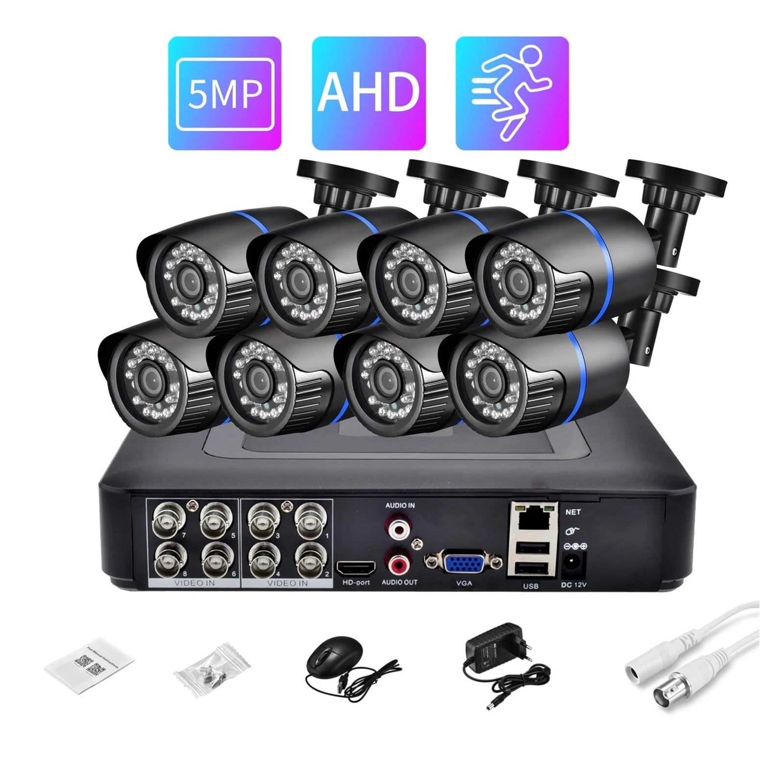 Kit de caméra AHD 8CH/4CH 5MP HD 1080P