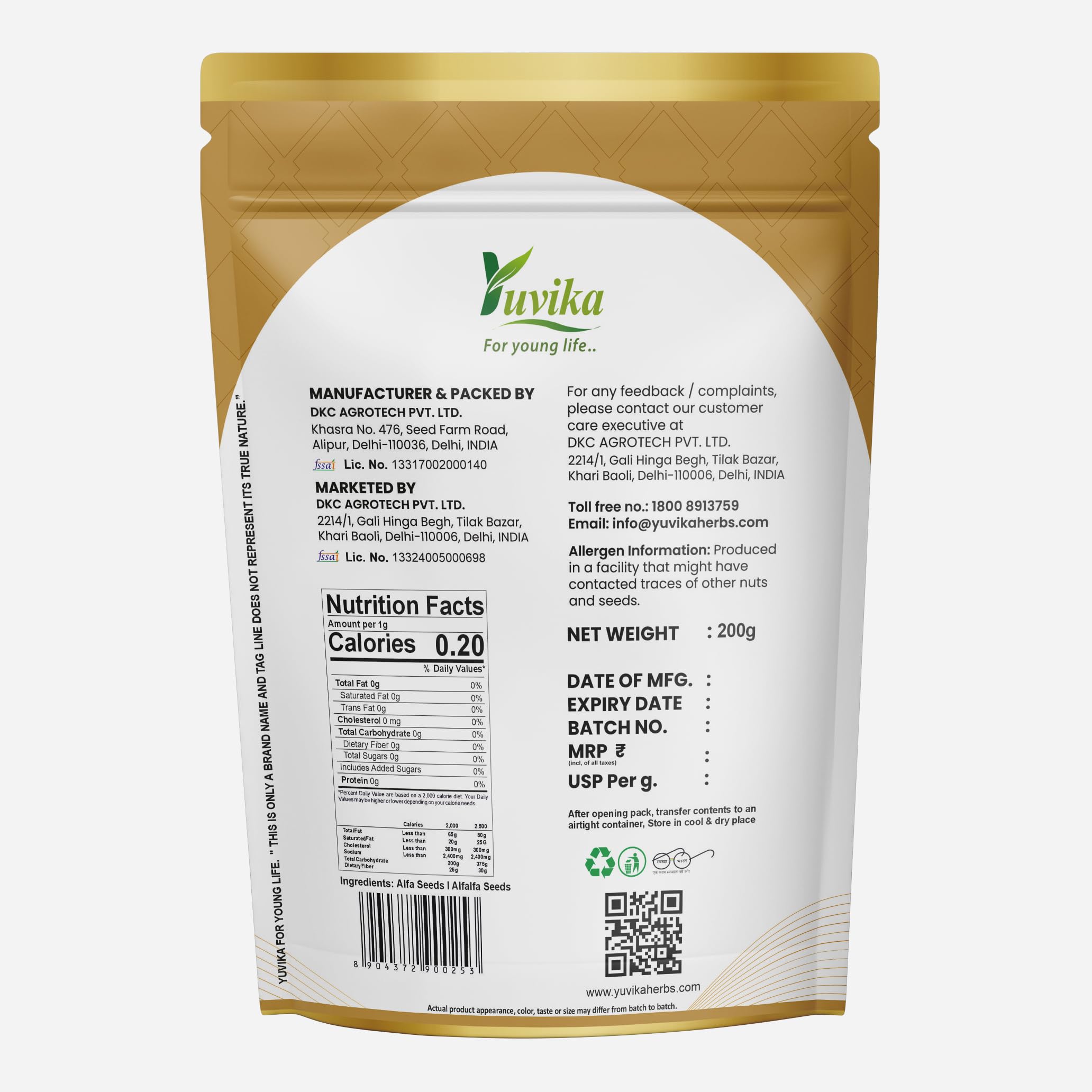 YUVIKA Alfalfa seeds - Lucerne Grass Seeds 200 Grams 1