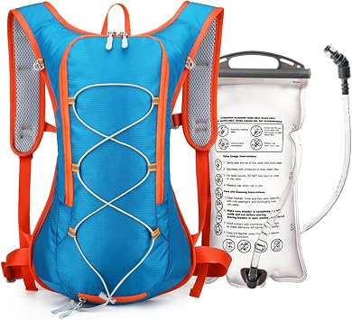 12L Hydration Backpack for Women and Men- Lightweight Hydration Pack with 2L Water Bladder, Water Pack for Hiking,Cycling,Rave and Running, Adjustable Chest Straps and Reflective