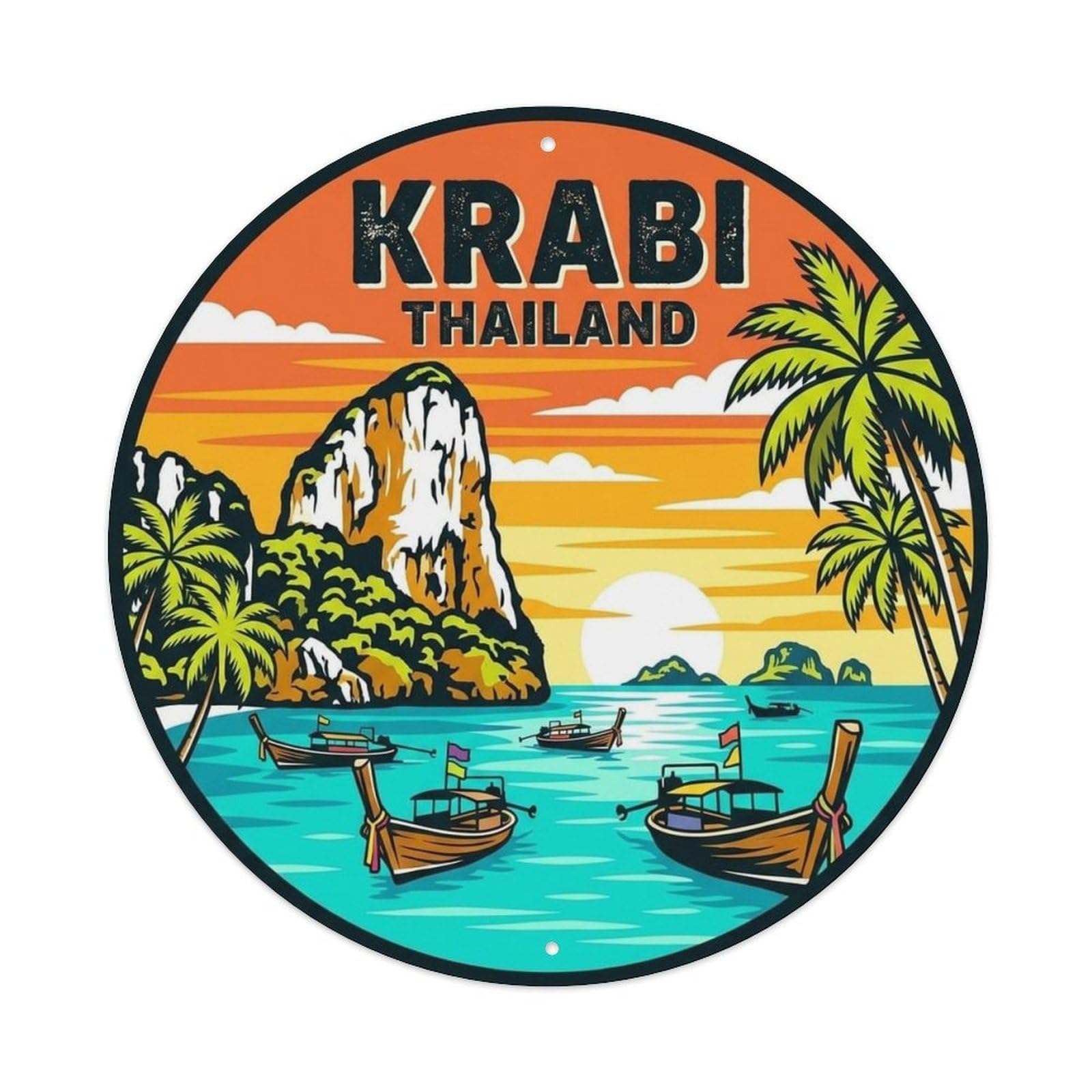 Krabi Thailand Vintage Travel Destination Landmark Metal Tin Sign